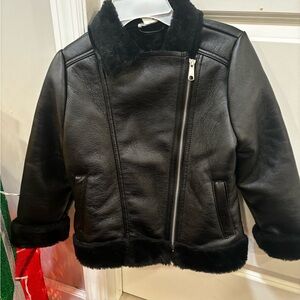 Girls faux leather jacket with fur inside